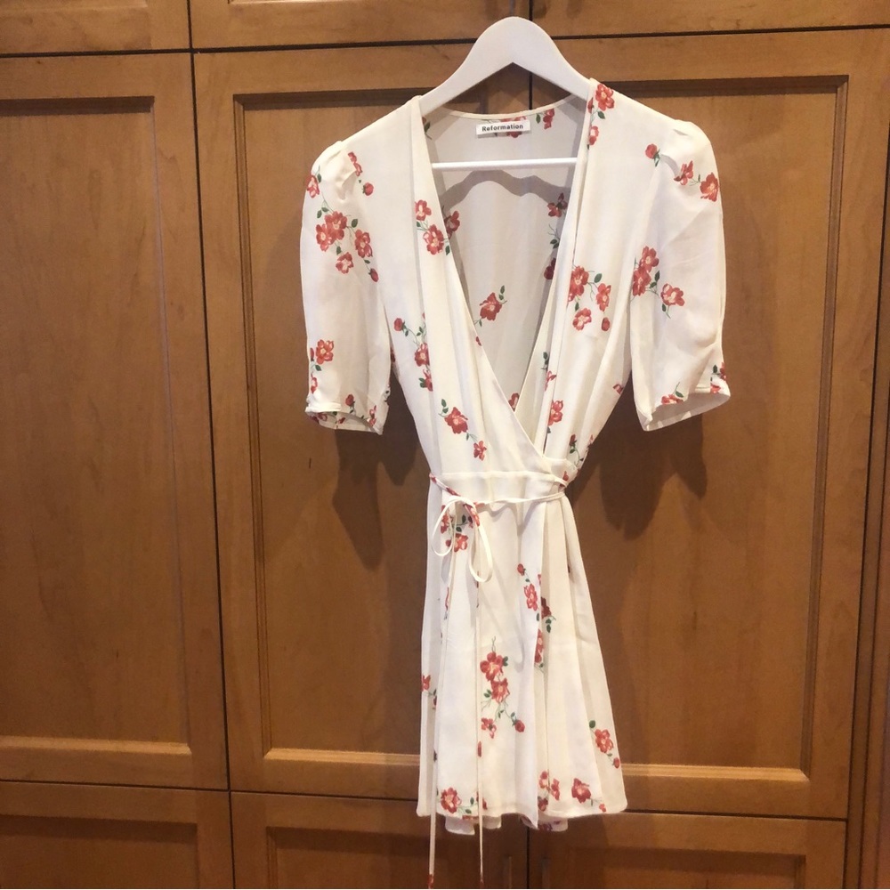 Reformation floral wrap dress
